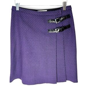 MARELLA Purple & Black Wool Blend Pleated Mini Skirt with Black Buckles - Size 4
